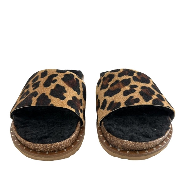 New Vince Camuto Women's Kanadial Slide Sandal Suede calf Hair Faux Fur Slip On - Picture 6 of 9